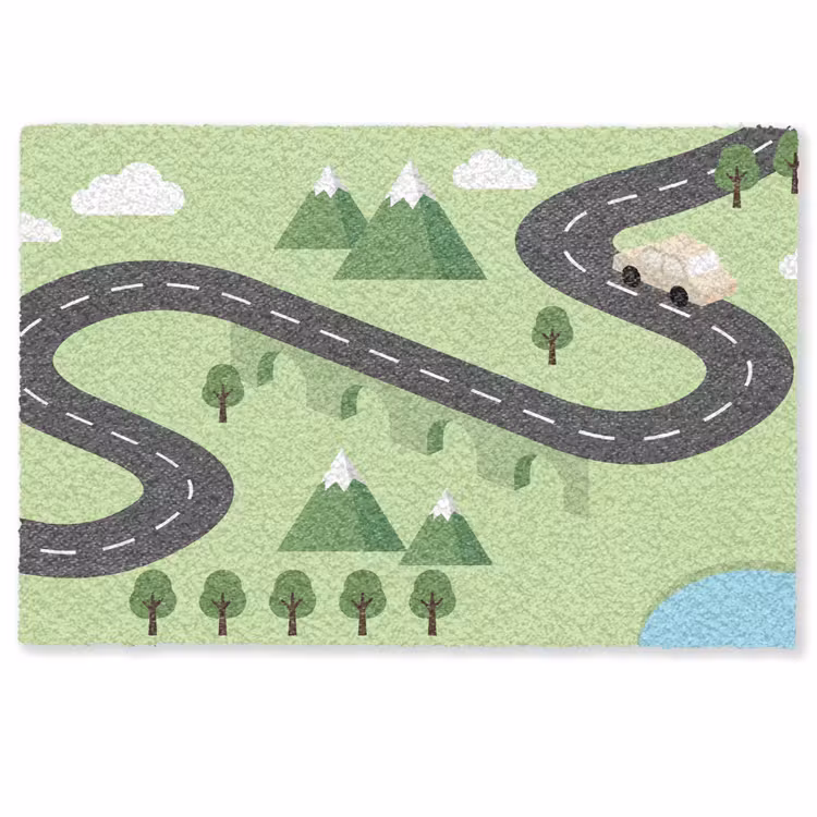 Auto - Bergweg - Natuur - Illustratie Deurmat klein -zkaufland3d