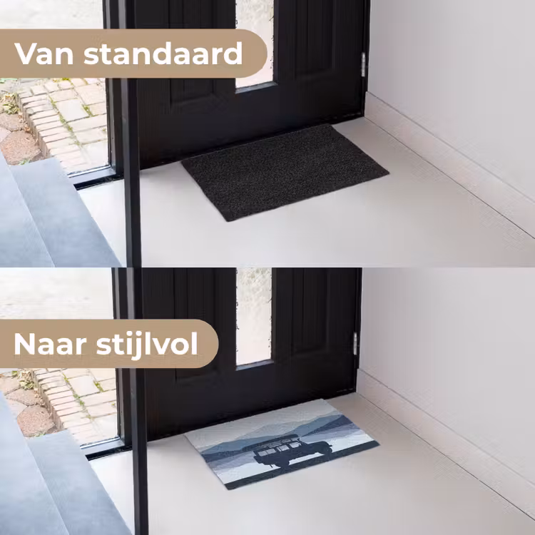 Auto - Meer - Bergen - Blauw Deurmat klein -voor-na_NL