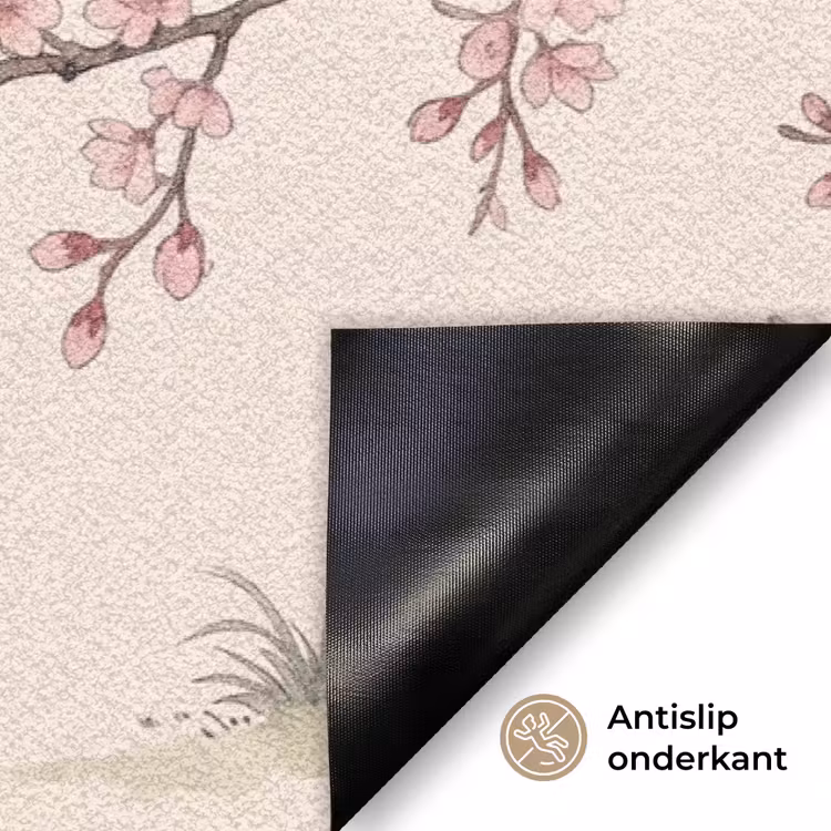 Aziatisch - Kraanvogel - Beige Deurmat klein -antislip_NL
