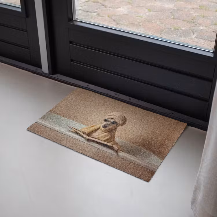 Bad - Hond - Boek - Zonnebril Deurmat klein -sfeer2