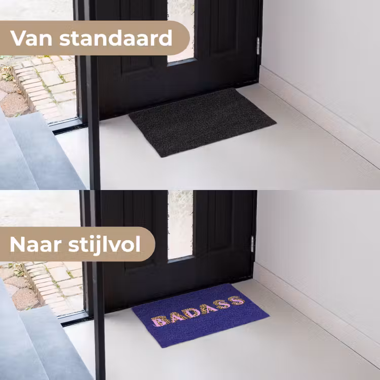 Badass - Panterpint - Schaduw - Roze Deurmat klein -voor-na_NL