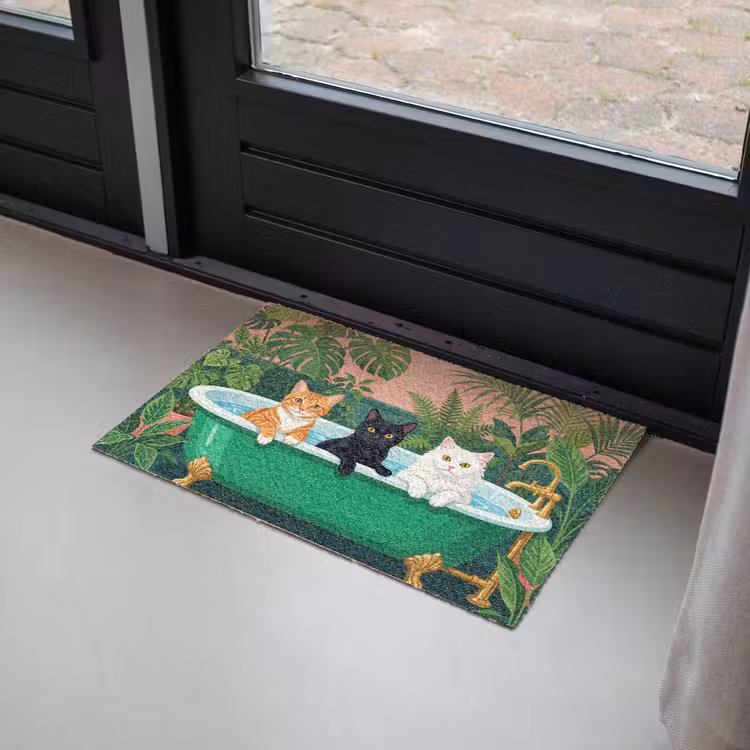 Badkamer - Kattenparade - Kleurrijk Deurmat klein -sfeer2
