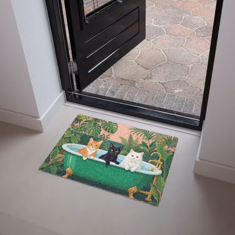 Badkamer - Kattenparade - Kleurrijk Deurmat klein -sfeer5