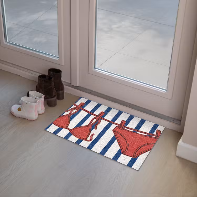 Badkleding - Waslijn - Zomer - Illustratie - Rood Deurmat klein -sfeer3