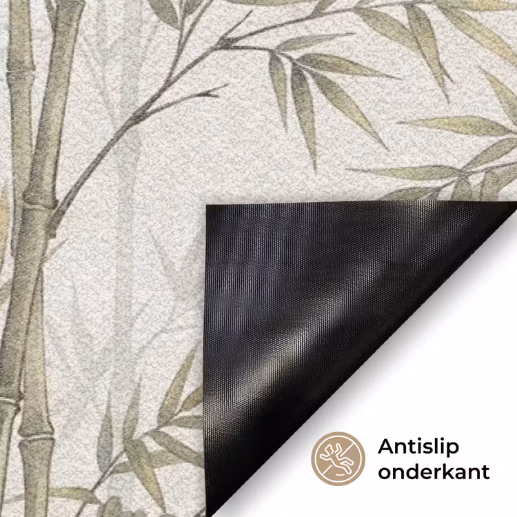 Bamboe - Bladeren - Natuur - Aquarel - Groen Deurmat klein -antislip_NL