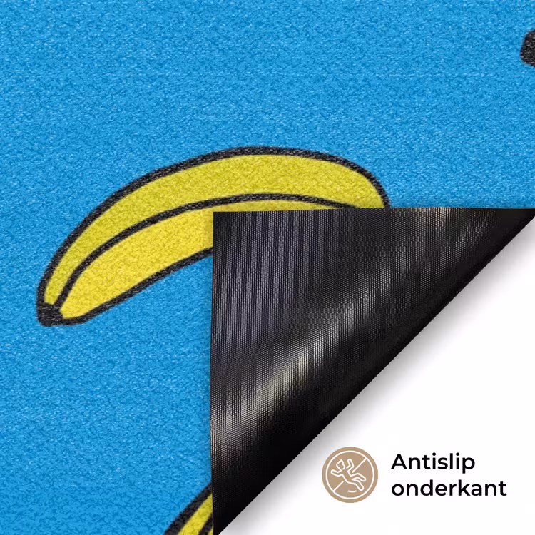 Bananen - Geel - Blauw - Print Deurmat klein -antislip_NL