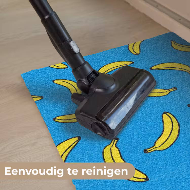 Bananen - Geel - Blauw - Print Deurmat klein -reinigen_NL