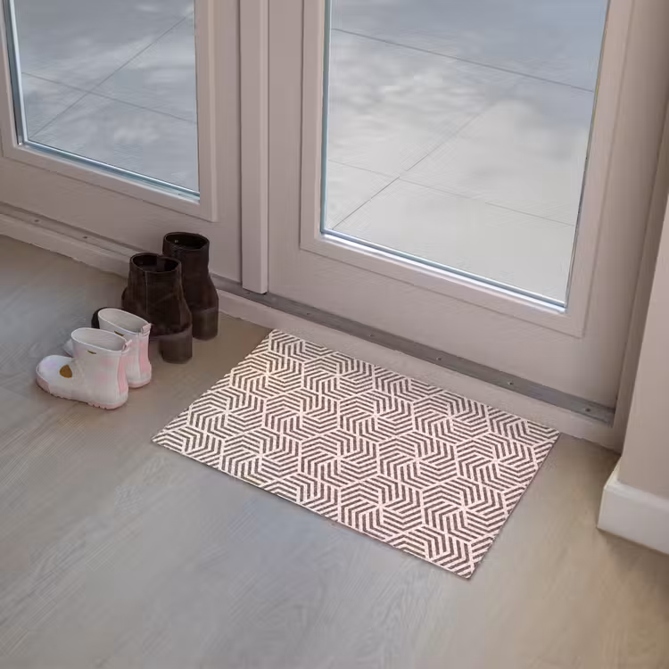 Beige - Bruin - Patroon - Strepen Deurmat klein 898 -sfeer3