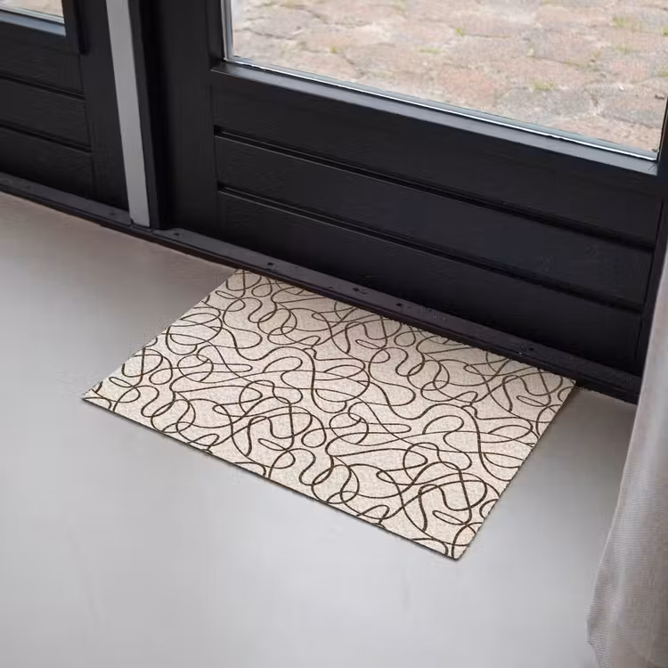 Beige - Lijnen - Donkerbruin Deurmat klein 898 -sfeer2