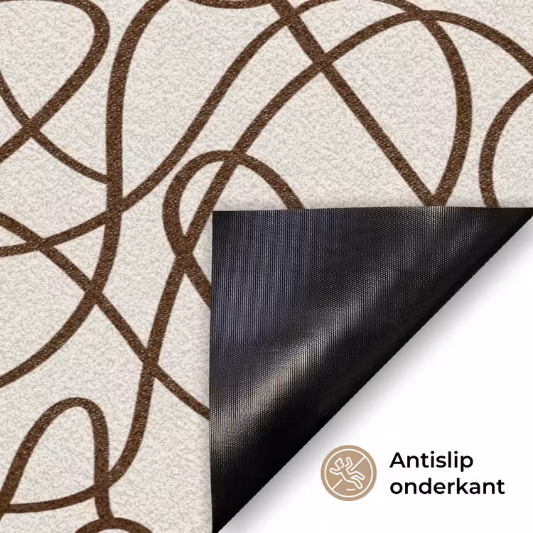 Beige - Lijnen - Donkerbruin Deurmat klein 898 -antislip_NL