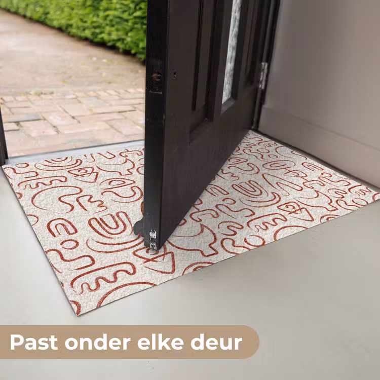 Beige - Vormen - Rood - Patroon Deurmat klein 898 -USP_NL