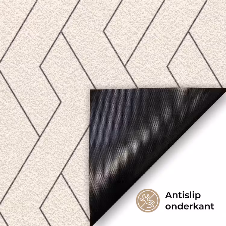 Beige - Zigzag - Patroon Deurmat klein 898 -antislip_NL