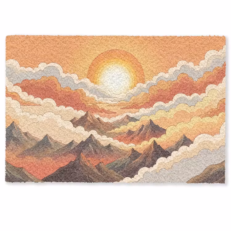 Bergen - Wolken - Natuur - Zonsopgang - Oranje Deurmat klein -zkaufland3d