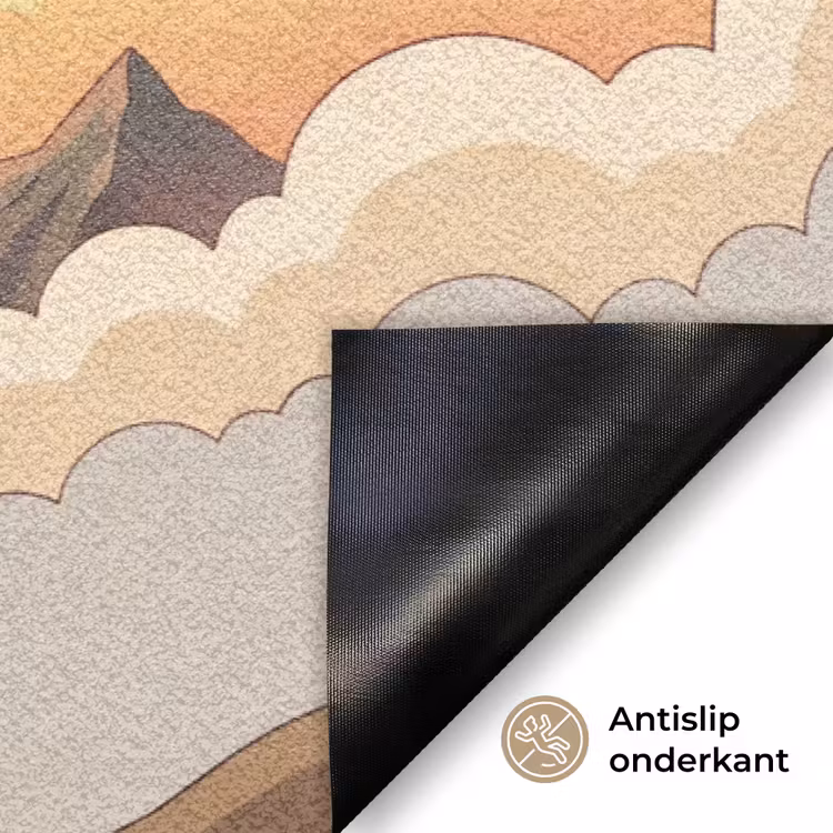 Bergen - Wolken - Natuur - Zonsopgang - Oranje Deurmat klein -antislip_NL