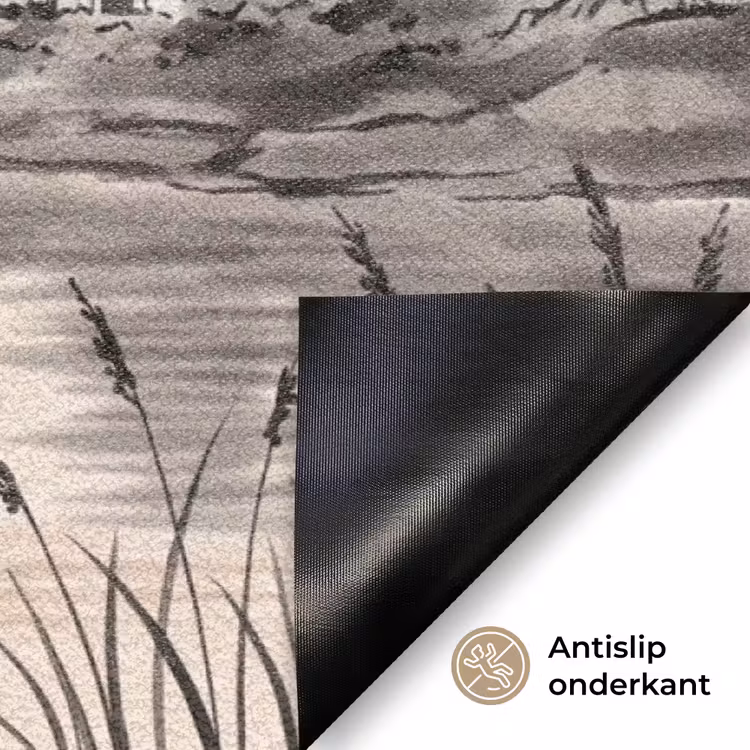 Bergtop - Meer - Bloesem Deurmat klein -antislip_NL
