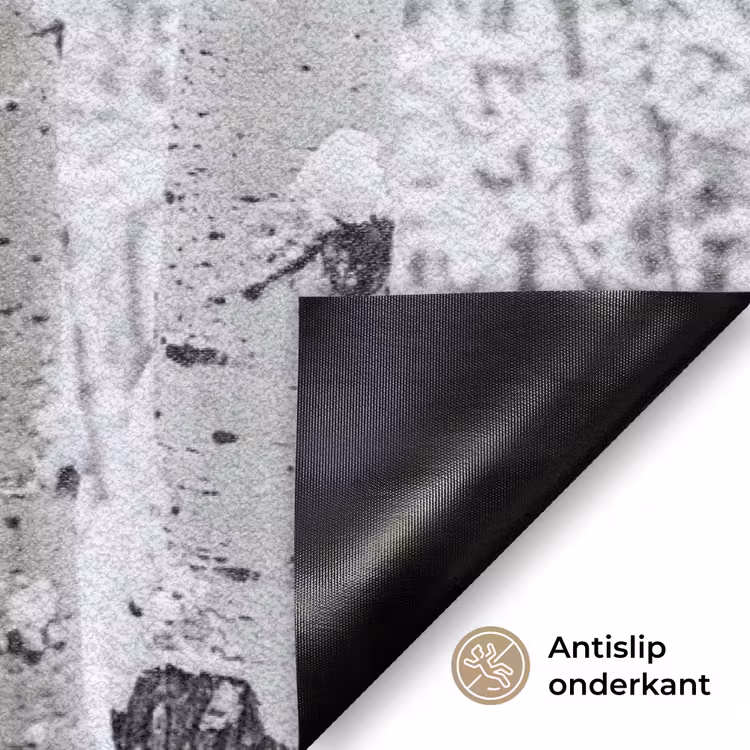 Berkenbomen - Sneeuw - Winter - Bos - Wit Deurmat klein -antislip_NL
