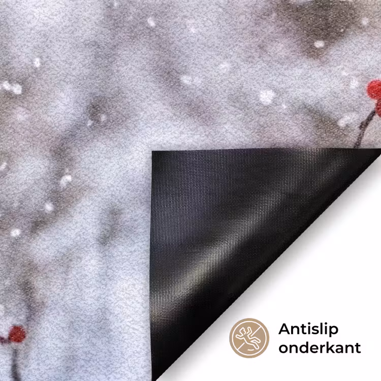 Bessen - Takken - Sneeuw - Winter - Kleurrijk Deurmat klein -antislip_NL