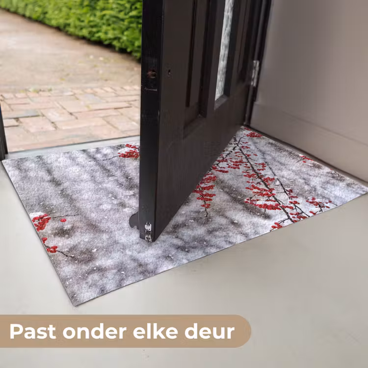 Bessen - Takken - Sneeuw - Winter - Kleurrijk Deurmat klein -USP_NL