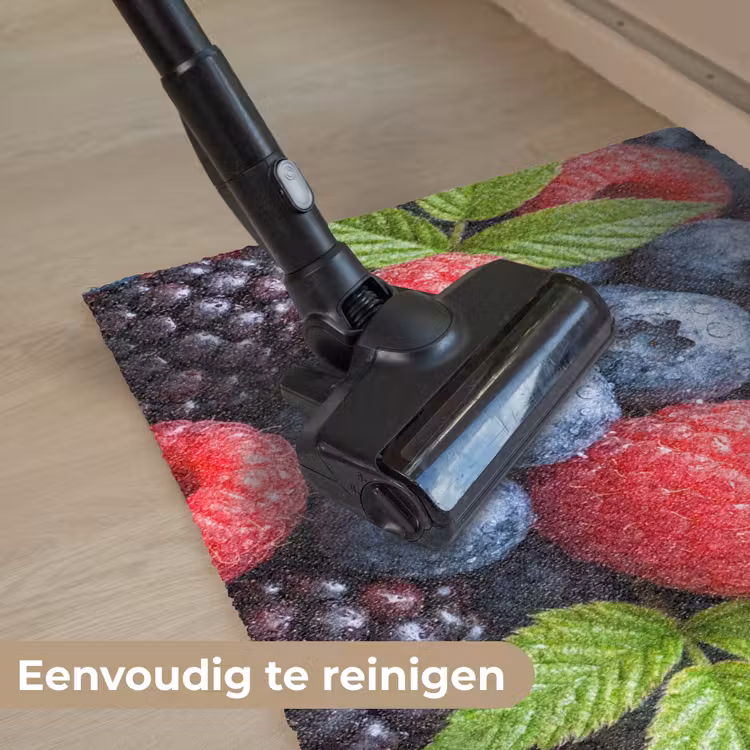 Bessen - Vers - Waterdruppels - Kleurrijk - Eten Deurmat klein -reinigen_NL