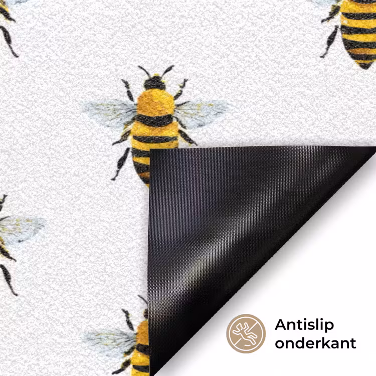 Bijen - Tijdloos - Wit Deurmat klein 898 -antislip_NL