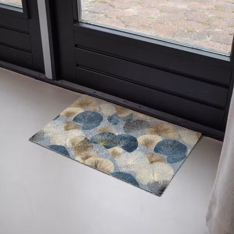 Bladeren - Abstract - Goud - Blauw Deurmat klein -sfeer2