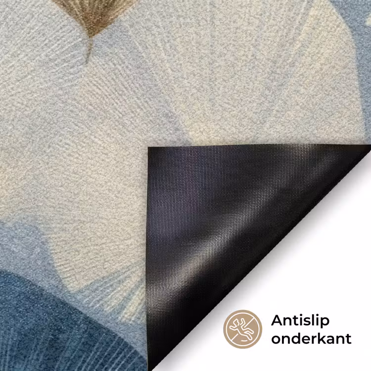 Bladeren - Abstract - Goud - Blauw Deurmat klein -antislip_NL
