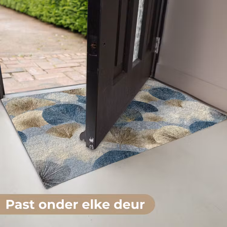 Bladeren - Abstract - Goud - Blauw Deurmat klein -USP_NL