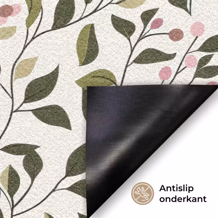Bladeren - Bessen - Roze Deurmat klein 898 -antislip_NL