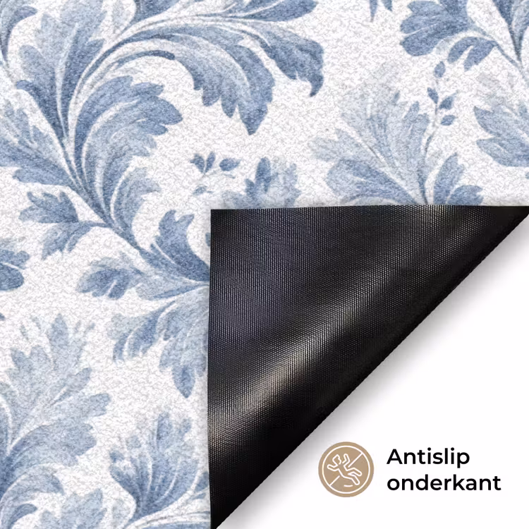 Bladeren - Blauw - Patroon Deurmat klein 898 -antislip_NL