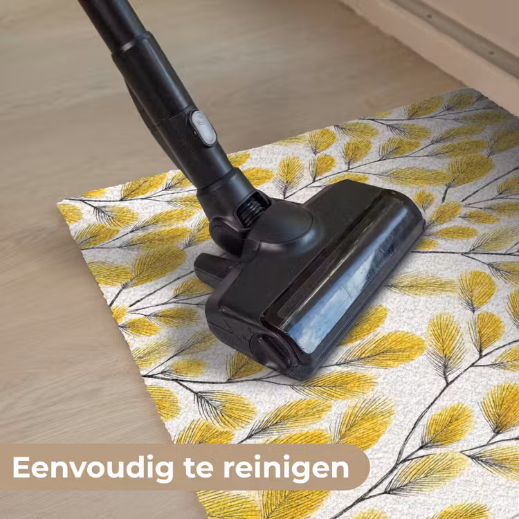 Bladeren - Botanisch - Elegant - Geel - Zwart Deurmat klein 898 -reinigen_NL