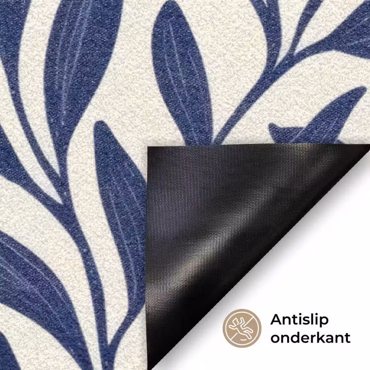 Bladeren - Klimop - Donkerblauw Deurmat klein -antislip_NL