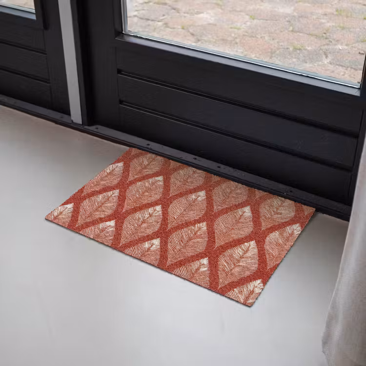 Bladeren - Rood - Elegant Deurmat klein -sfeer2