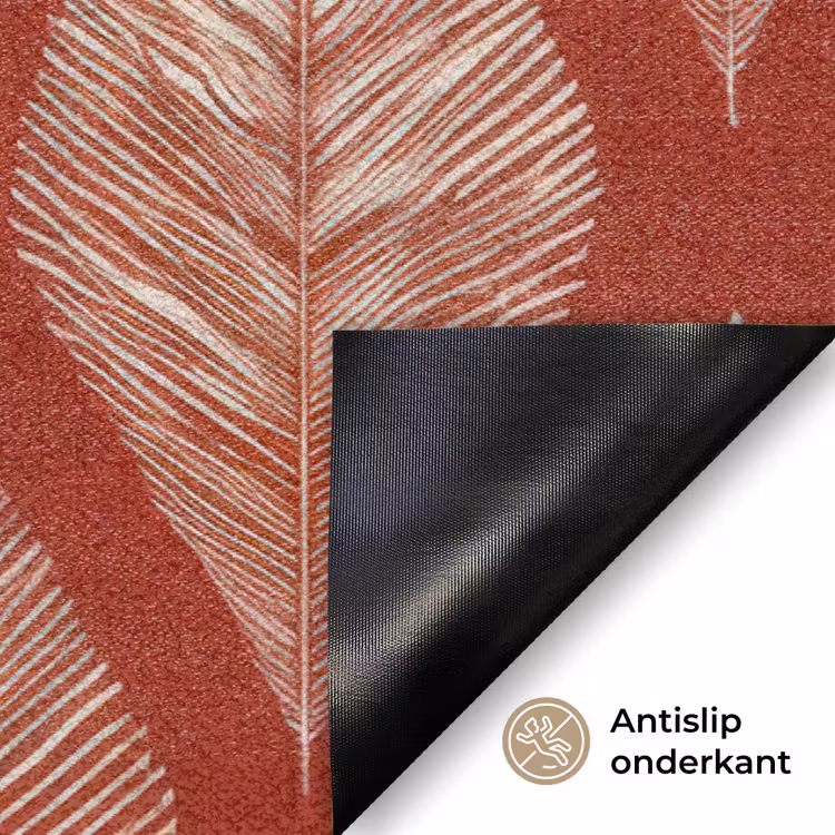 Bladeren - Rood - Elegant Deurmat klein -antislip_NL