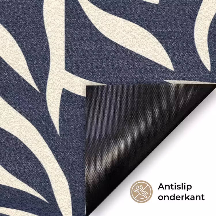 Bladvormen - Blauw - Patroon - Wit Deurmat klein 898 -antislip_NL