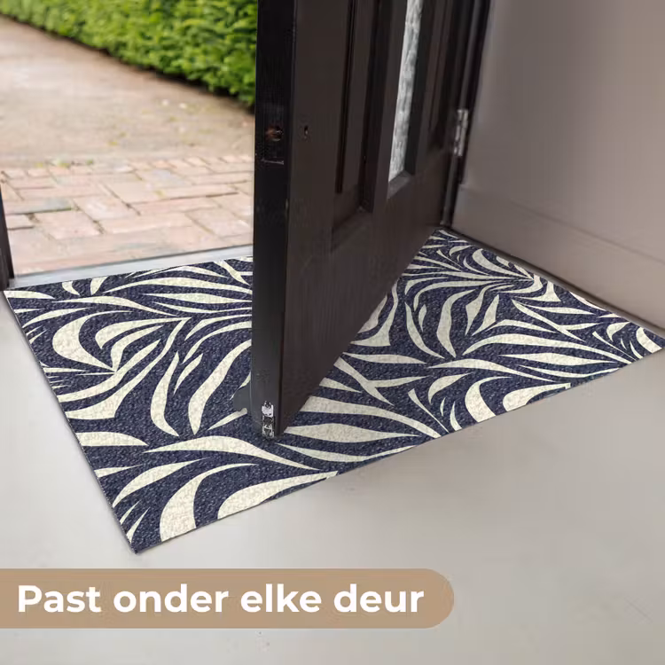 Bladvormen - Blauw - Patroon - Wit Deurmat klein 898 -USP_NL