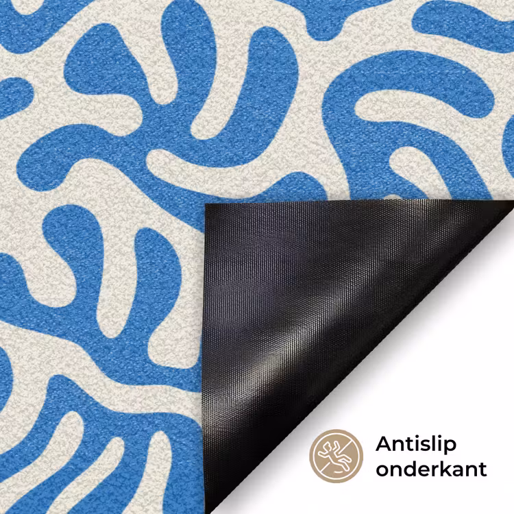 Blauw - Abstract - Bladeren - Patroon Deurmat klein 898 -antislip_NL