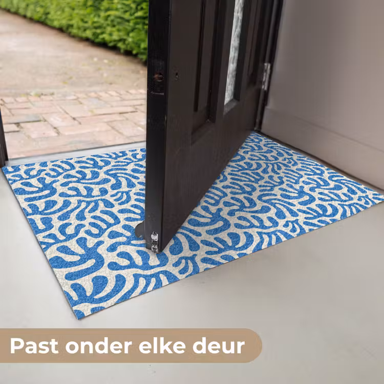 Blauw - Abstract - Bladeren - Patroon Deurmat klein 898 -USP_NL