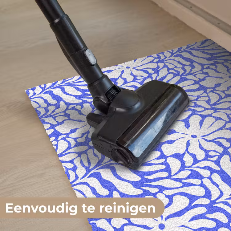 Blauw - Bloemen - Wit Deurmat klein 898 -reinigen_NL