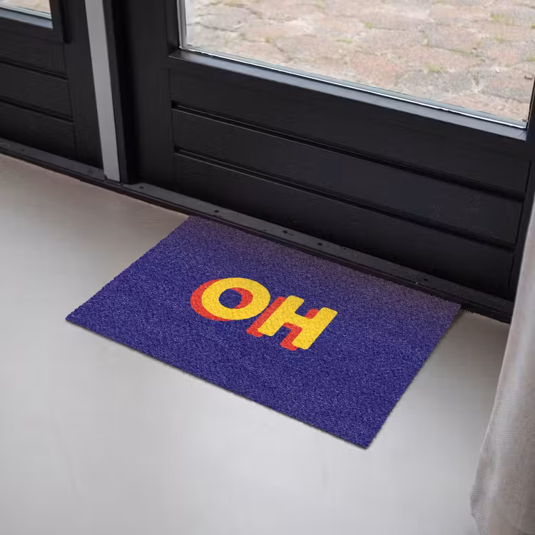Blauw - Geel - OH - Schaduw Deurmat klein -sfeer2