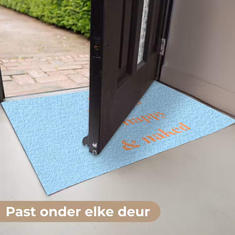 Blauw - Oranje - Just want to be happy & naked Deurmat klein -USP_NL