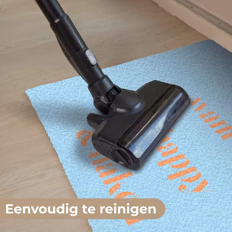 Blauw - Oranje - Just want to be happy & naked Deurmat klein -reinigen_NL