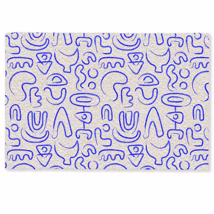Blauw - Patroon - Abstract - Beige Deurmat klein 898 -zkaufland3d