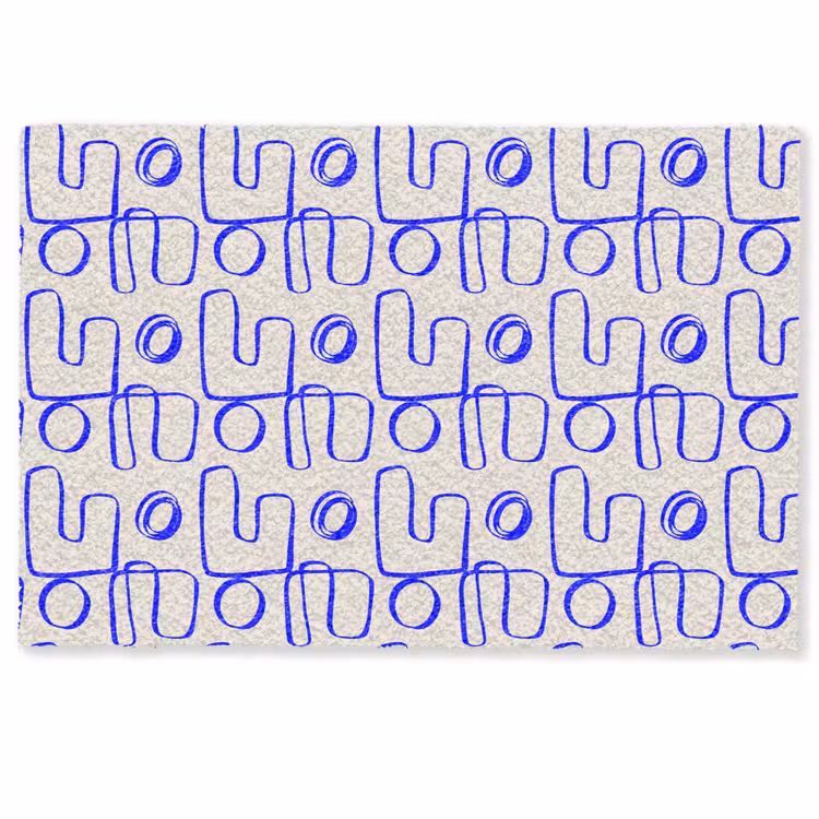 Blauw - Patroon - Beige - Abstract Deurmat klein 898 -zkaufland3d