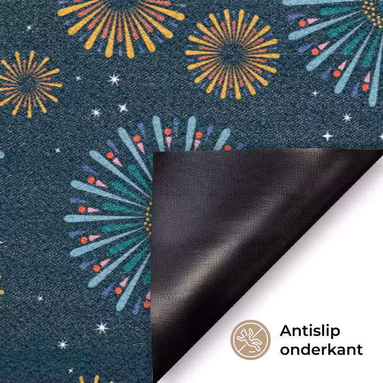 Blauw - Patroon - Retro Deurmat klein 898 -antislip_NL