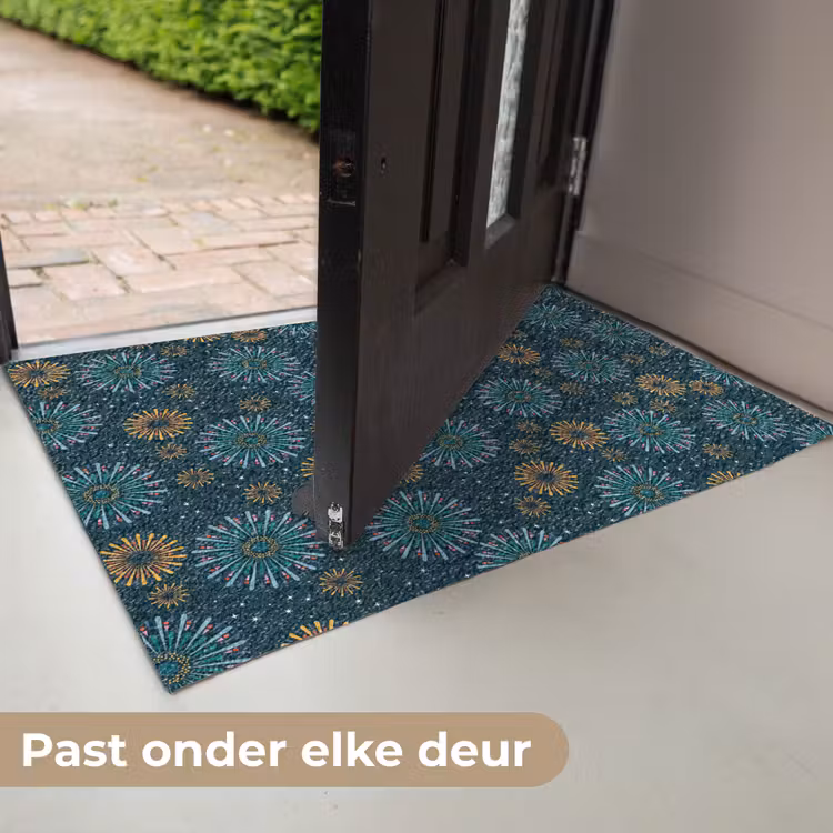 Blauw - Patroon - Retro Deurmat klein 898 -USP_NL