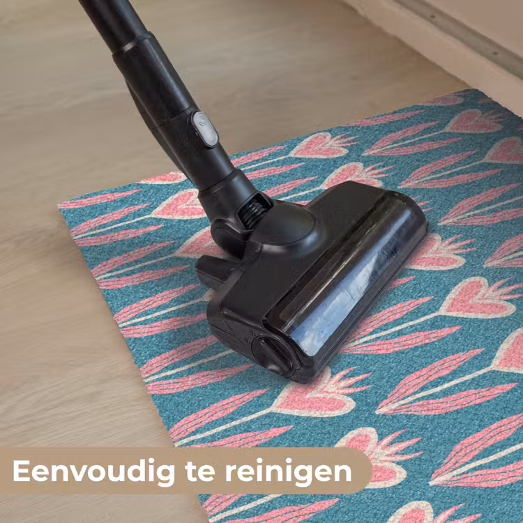 Blauw - Retro - Patroon - Hartjes Deurmat klein 898 -reinigen_NL
