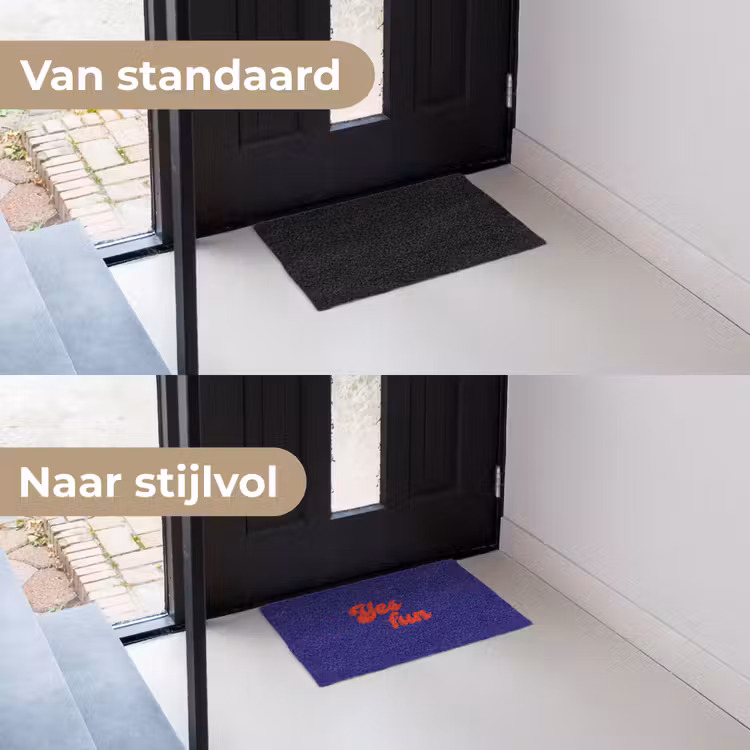 Blauw - Rood - Yes fun - 3D Deurmat klein -voor-na_NL