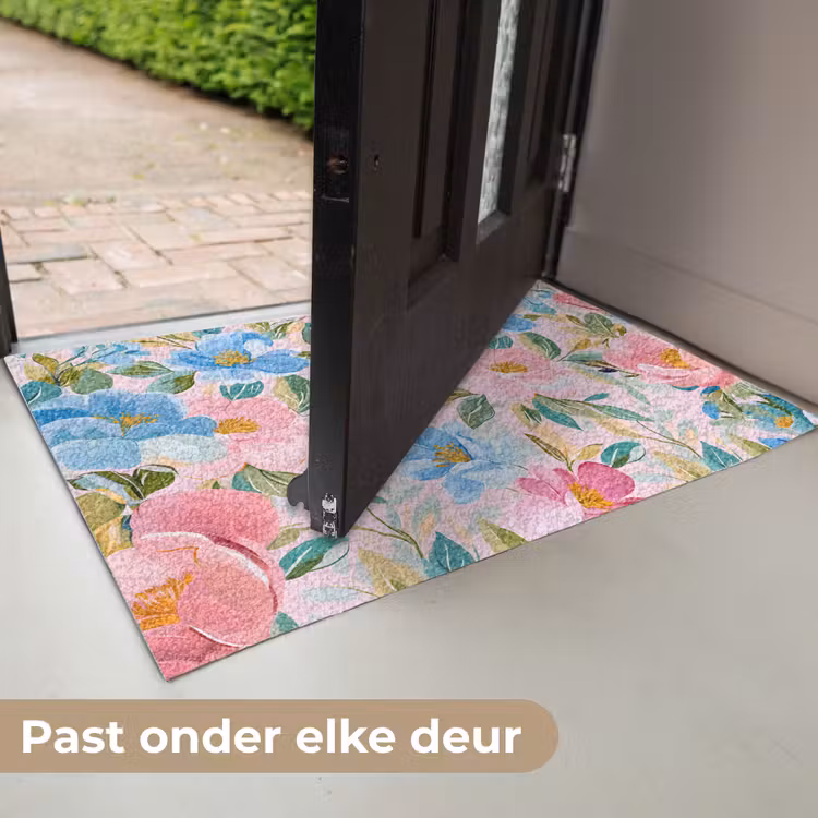 Blauw - Roze - Bloemen Deurmat klein -USP_NL