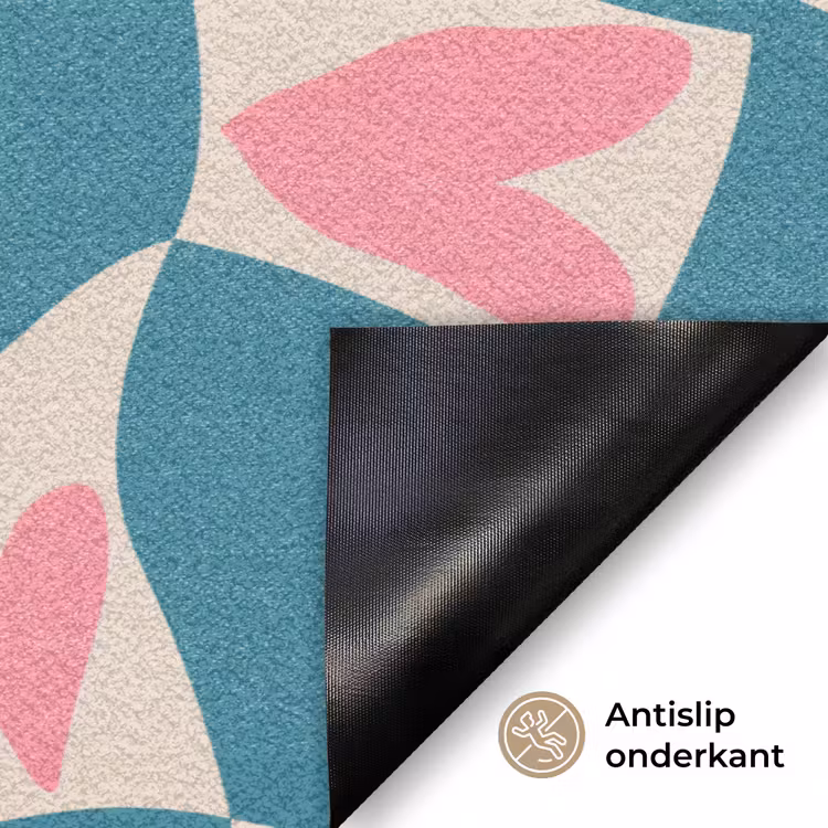 Blauw - Vlakken - Patroon - Hartjes Deurmat klein 898 -antislip_NL