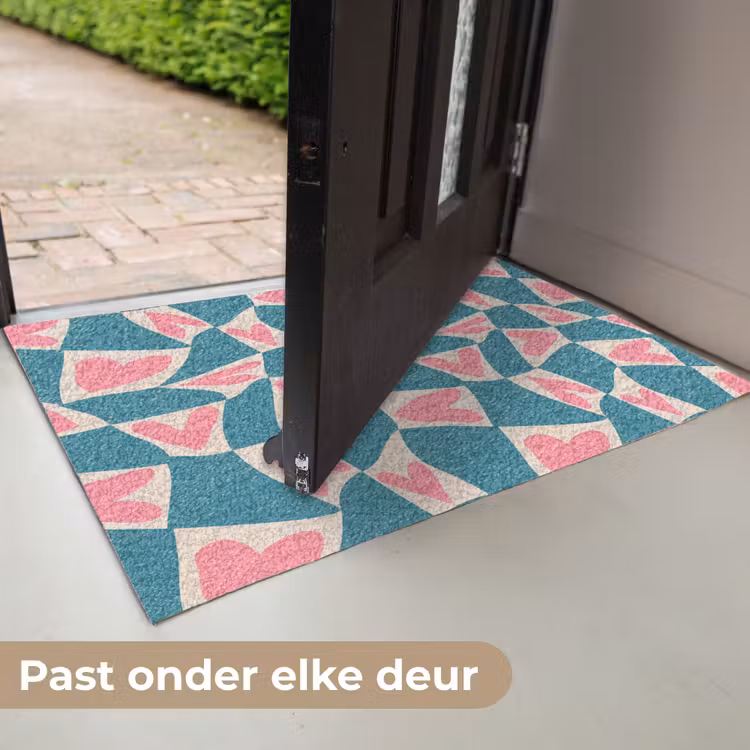 Blauw - Vlakken - Patroon - Hartjes Deurmat klein 898 -USP_NL